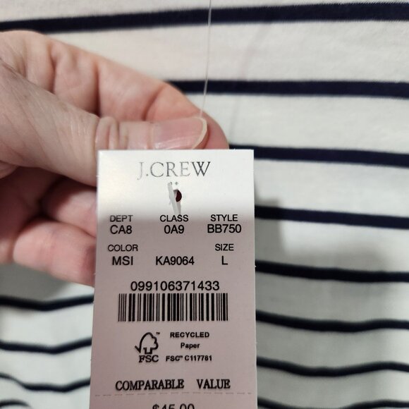 J. Crew Women's NEW Long Sleeve White with Navy Blue Stripes Turtleneck - Large - Picture 3 of 7